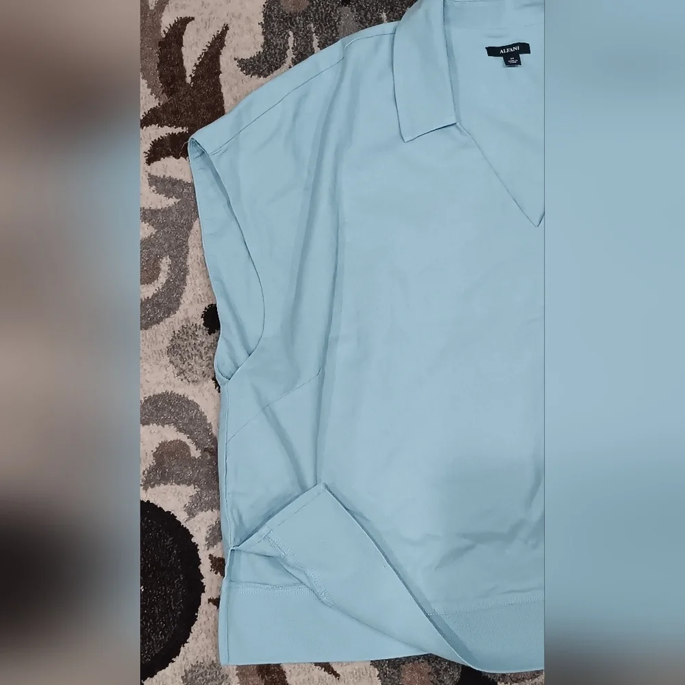 Alfani Women’s Plus Size 3X Tiffany Blue V-Neck Poncho Top Relax Fit Fashion - Picture 5 of 15